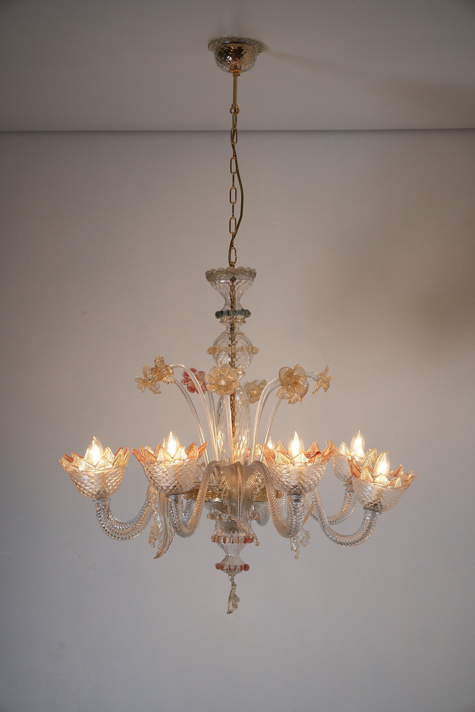 Coloured Glass Chandelier with Flowers in Murano Glass from Italy