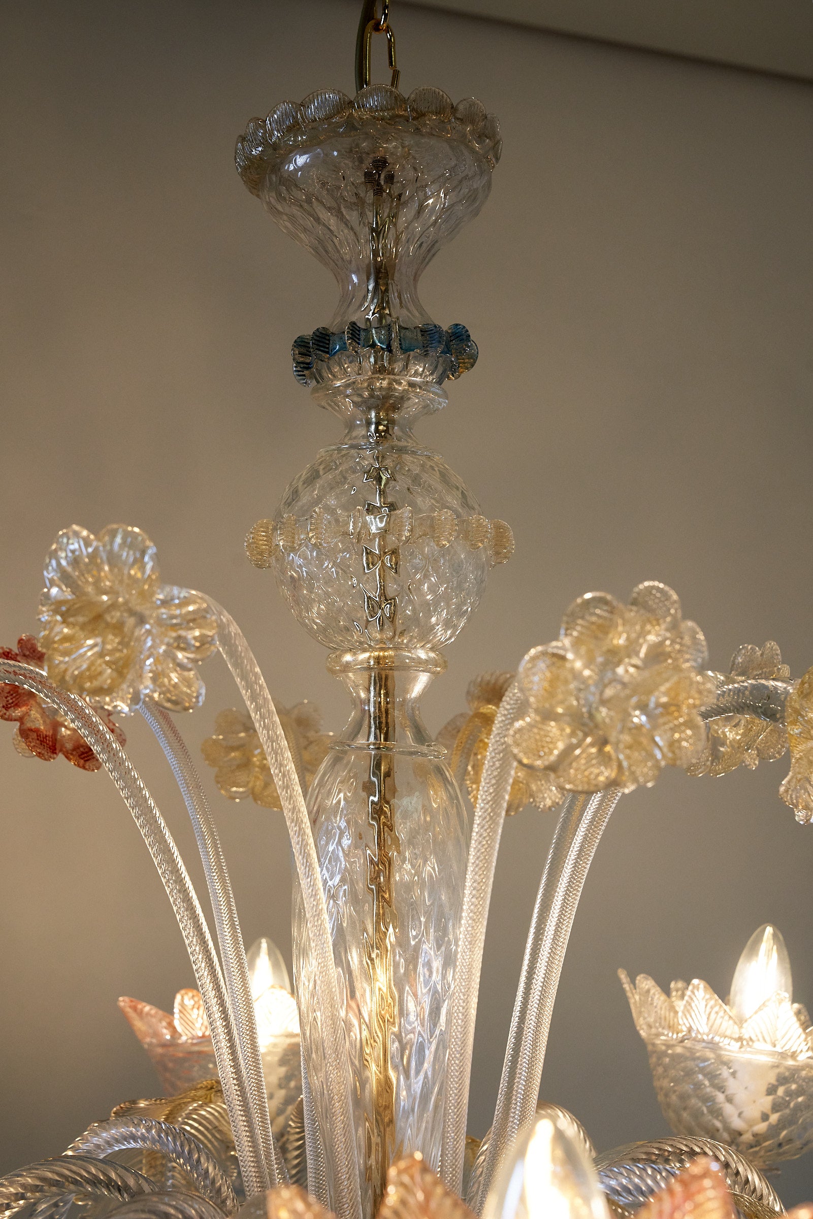 Coloured Glass Chandelier with Flowers in Murano Glass from Italy