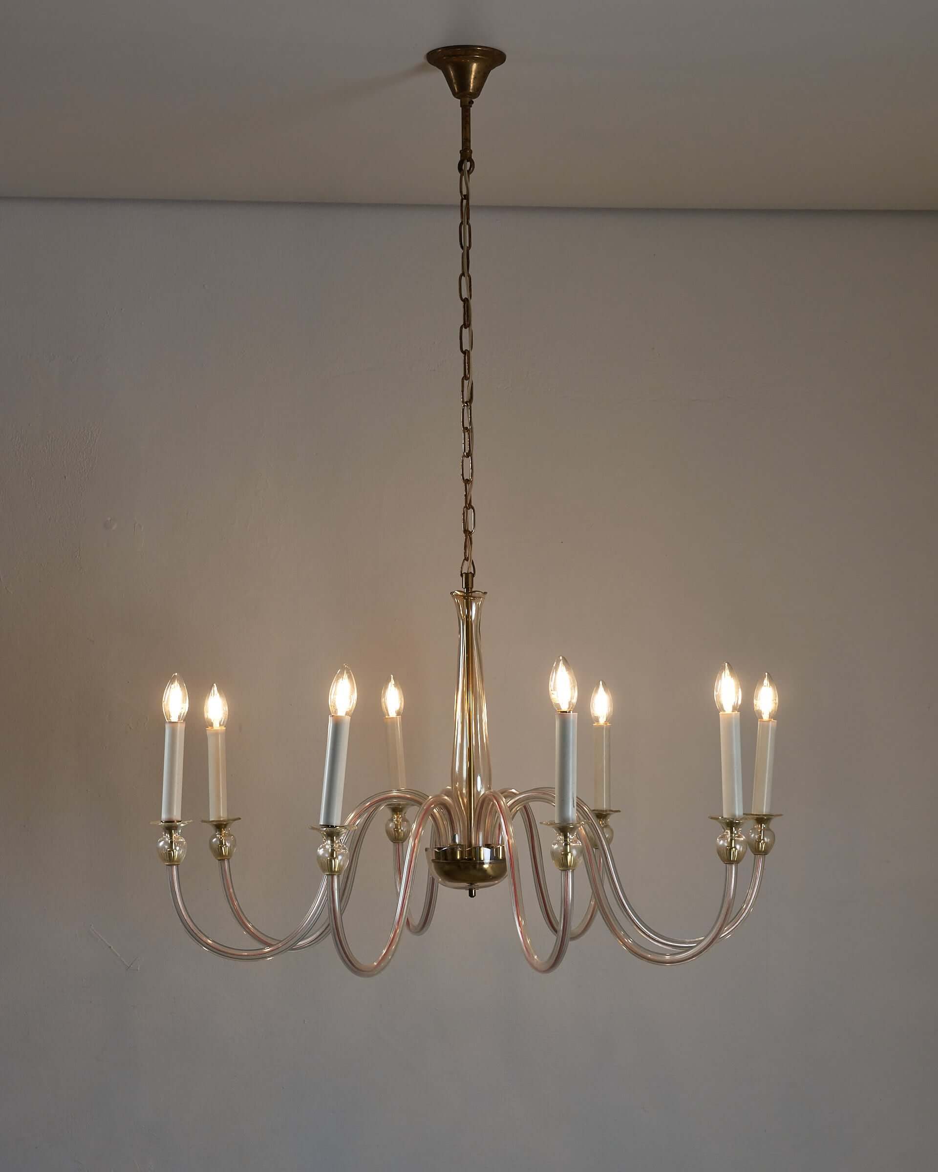 Vintage Amber Coloured Chandelier in Murano Glass