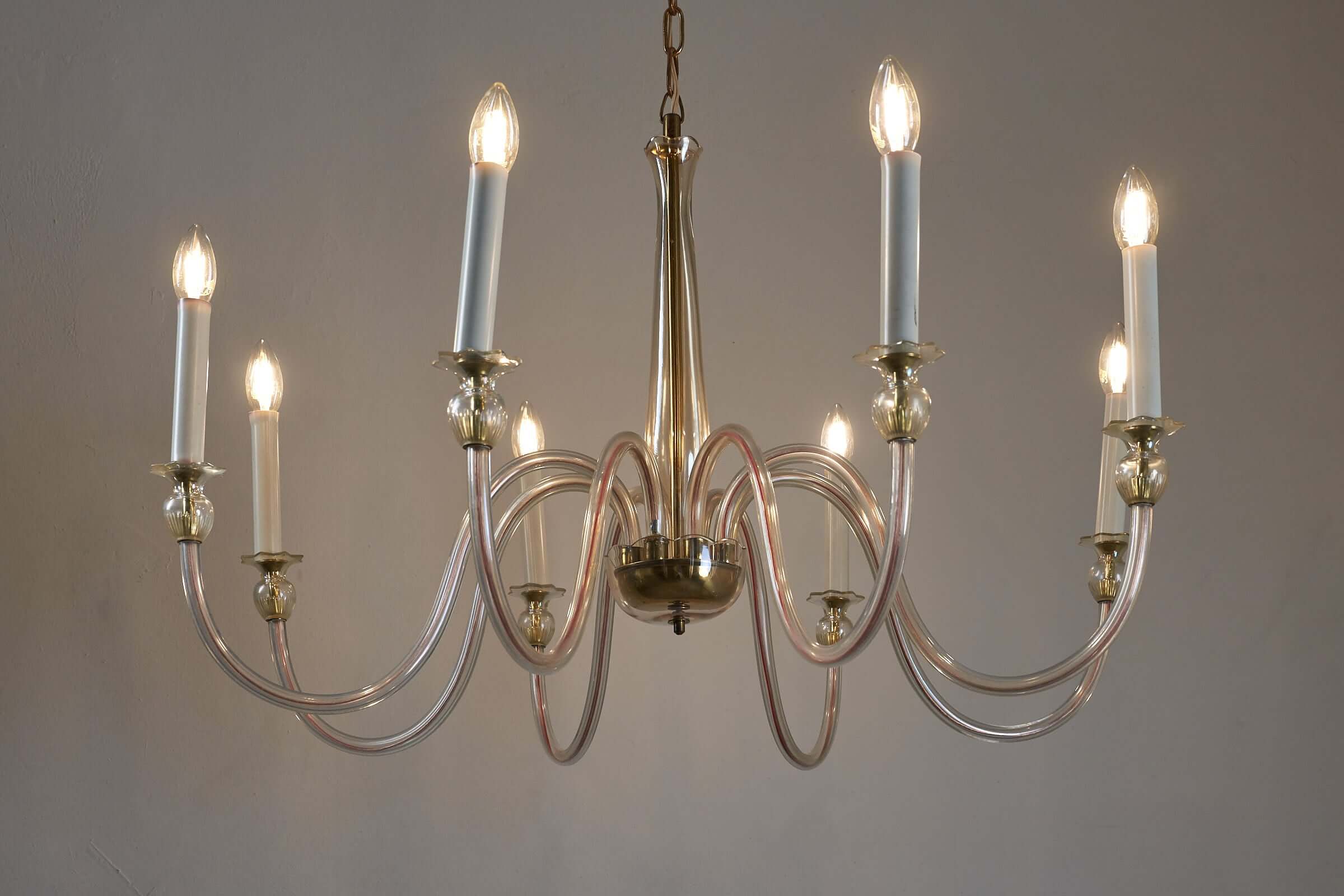 Vintage Amber Coloured Chandelier in Murano Glass