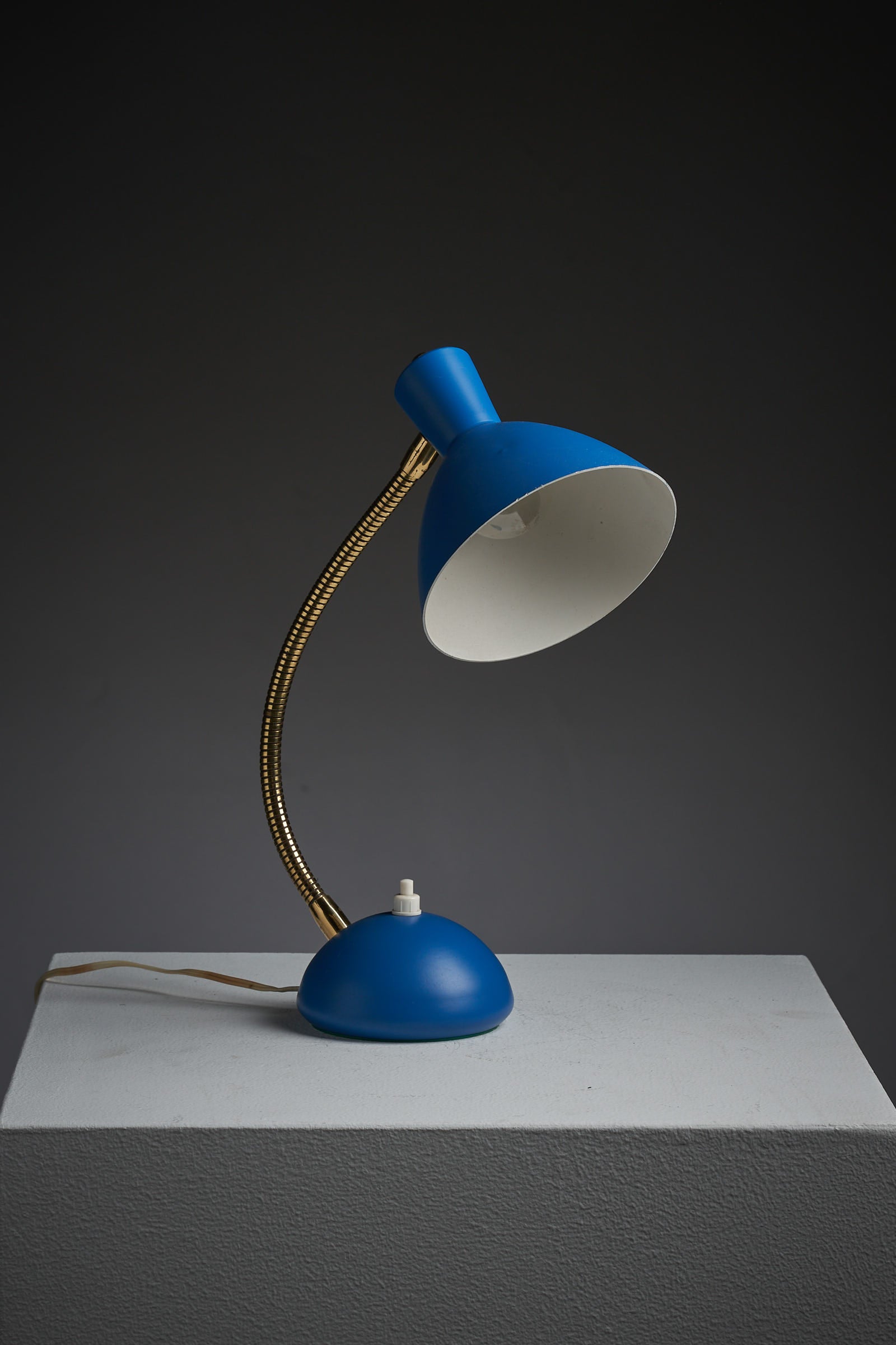 Blue and Brass Table or desk lamp a vintage Mid century piece